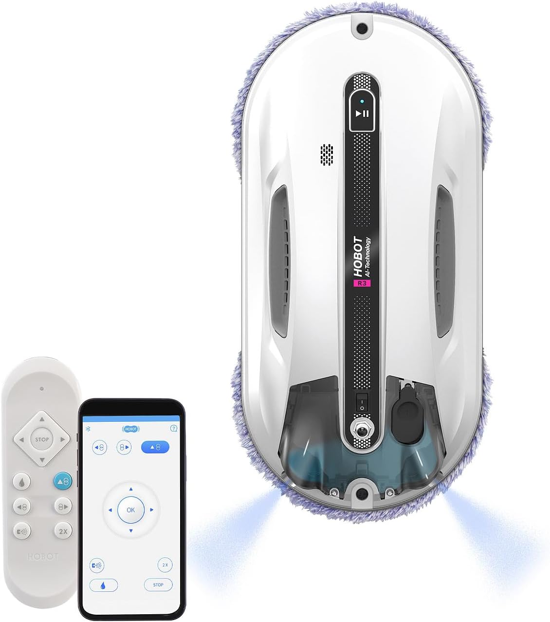 Ultrasonic Window Cleaning Robot with Auto Spray & Strong Suction